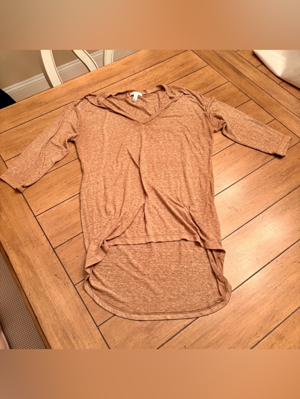 Leith Mustard V-neck High Low Top, Size Small